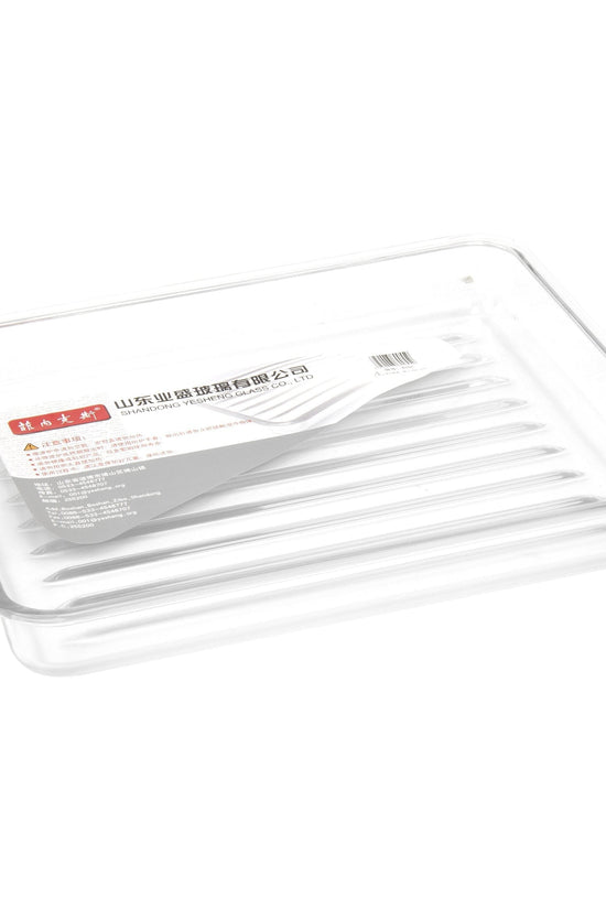 Durable Tempered Glass Ribbed Oven Roasting Tray 3L Capacity