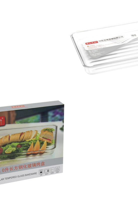 Durable Tempered Glass Ribbed Oven Roasting Tray 3L Capacity