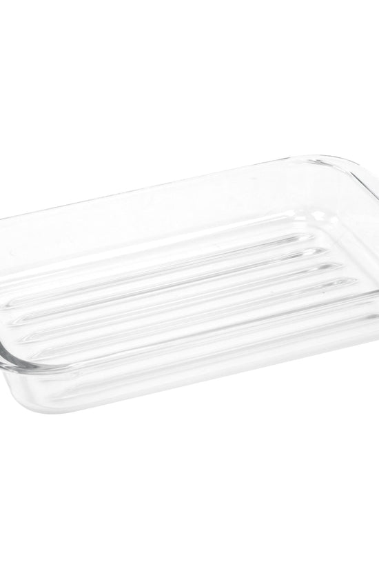 Durane Tempered Glass Ribbed Oven Roasting Tray Premium Quality 2L Capacity