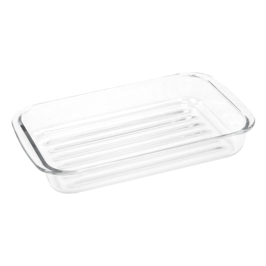 Durane Tempered Glass Ribbed Oven Roasting Tray Premium Quality 2L Capacity