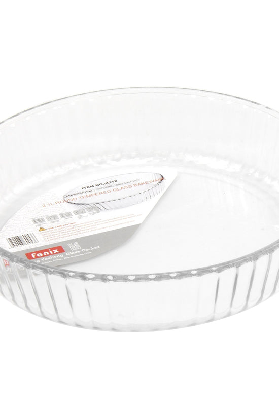 Durane Tempered Glass Round Flan Tray 2L Baking Cooking Dish