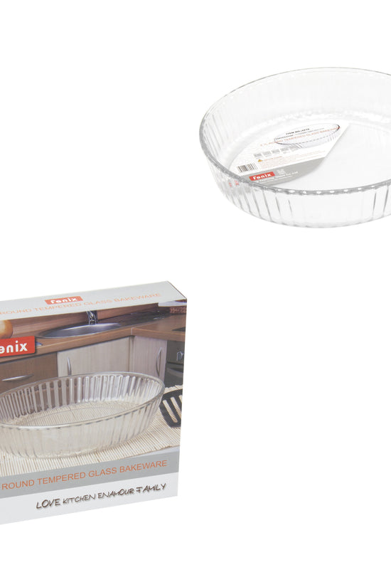 Durane Tempered Glass Round Flan Tray 2L Baking Cooking Dish