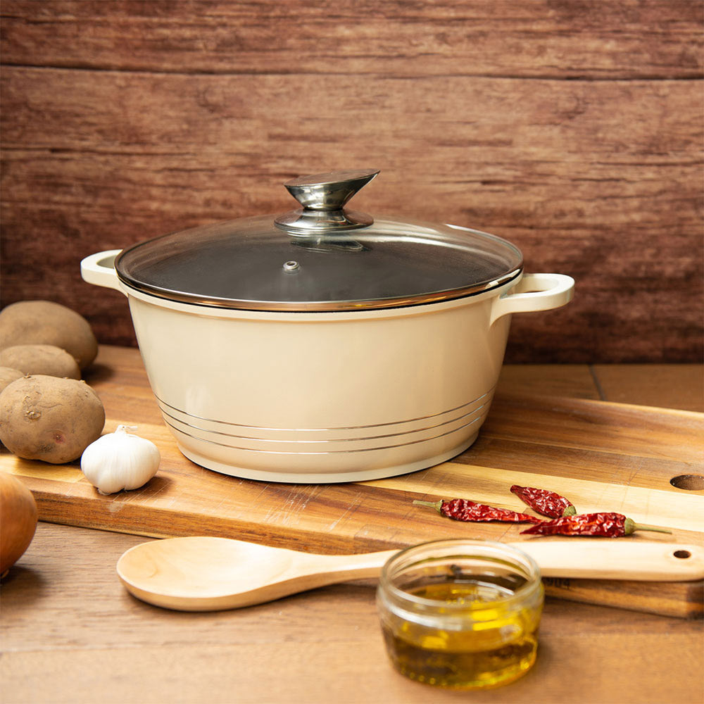 Durane Die Cast Stock Pot Set 5Piece Cream Cookware Collection