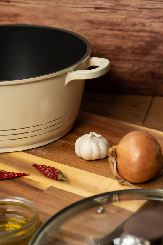 Durane Die Cast Stock Pot Set 5Piece Cream Cookware Collection