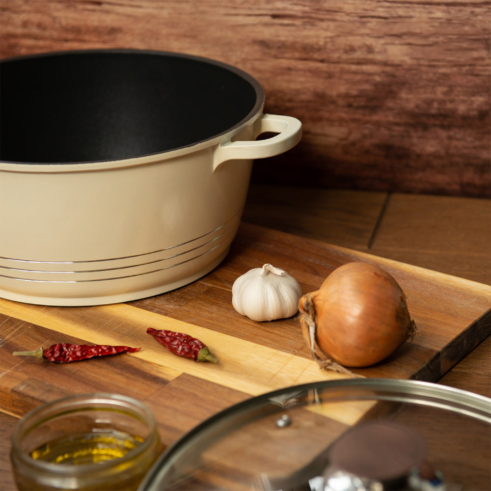 Durane Die Cast Stock Pot Set 5Piece Cream Cookware Collection