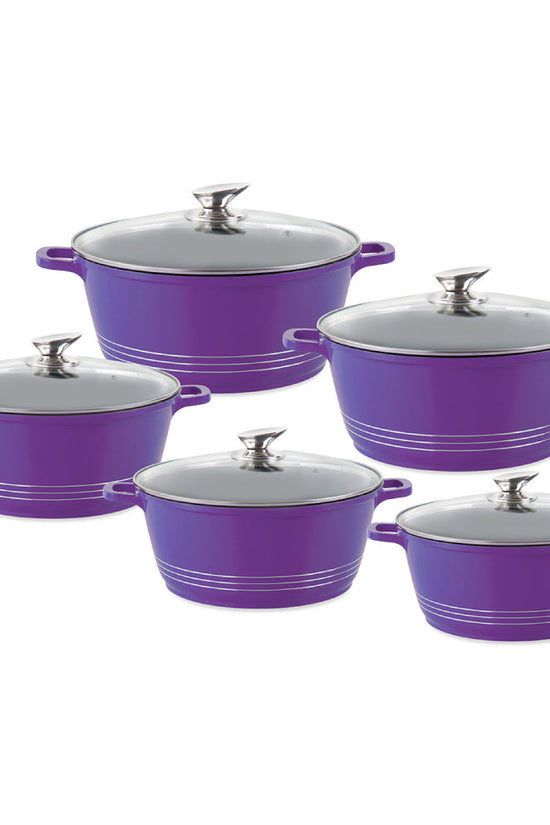 Durane Die Cast Purple Stock Pot Set 5Piece NonStick Cookware