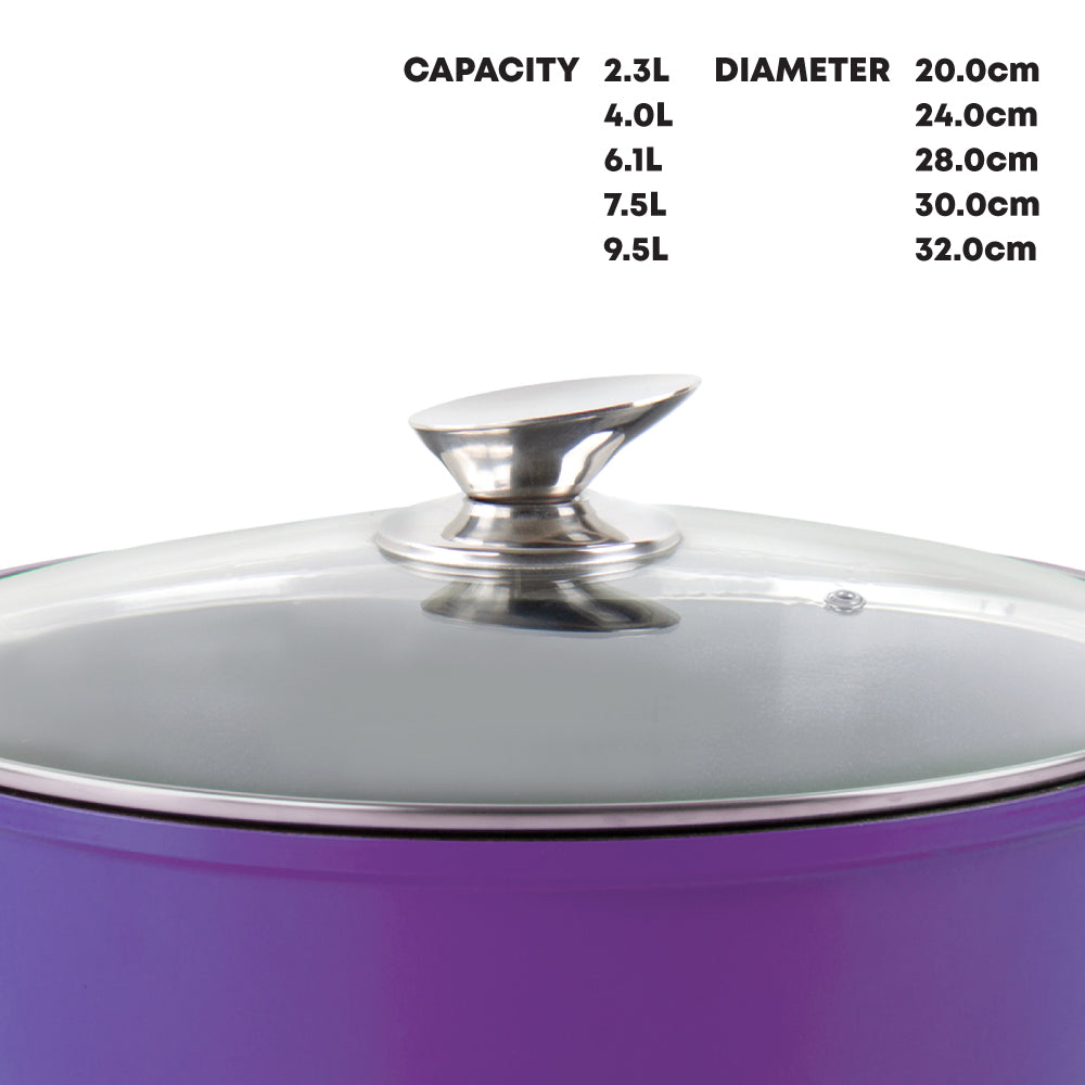Durane Die Cast Purple Stock Pot Set 5Piece NonStick Cookware