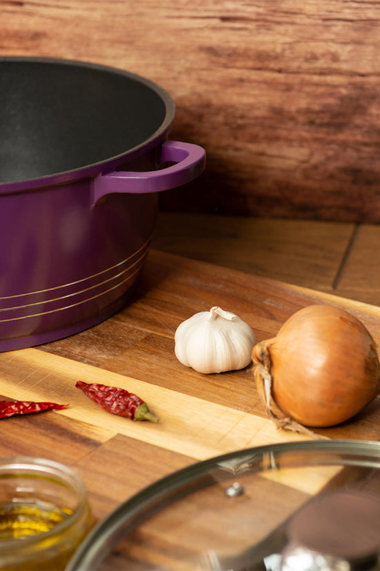Durane Die Cast Purple Stock Pot Set 5Piece NonStick Cookware