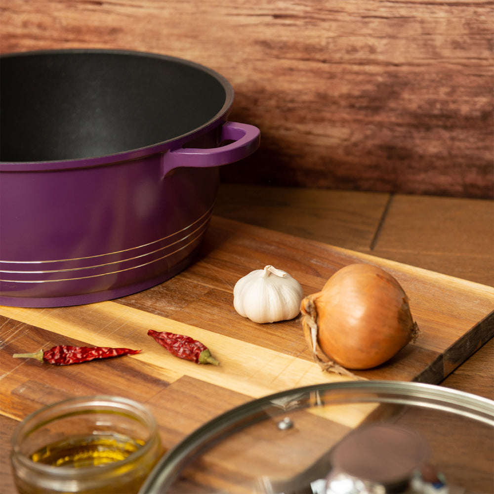 Durane Die Cast Purple Stock Pot Set 5Piece NonStick Cookware