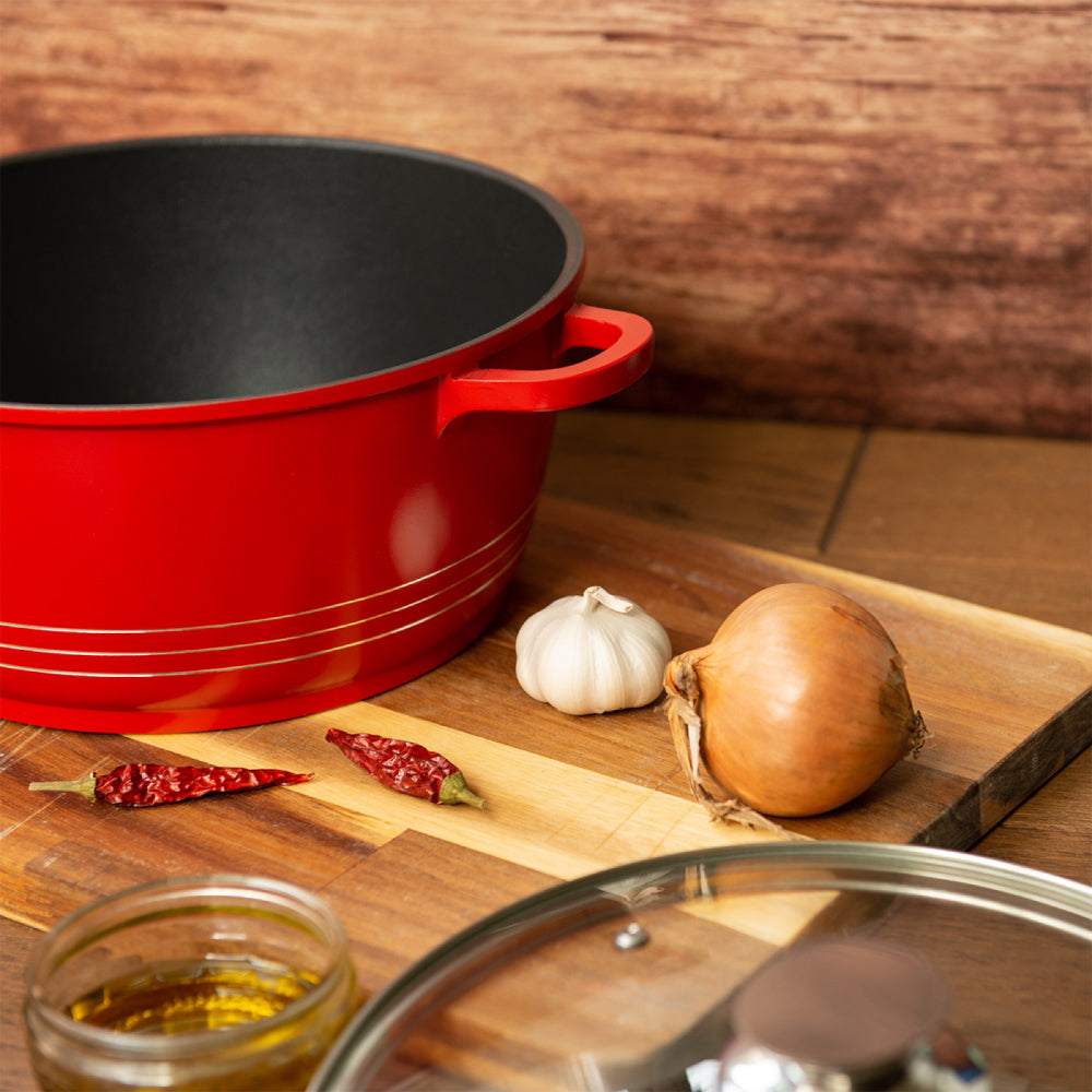 Durane Die Cast Stock Pot Set of 5 Red 2032 cm