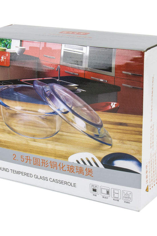 Durane 25L Round Tempered Glass Casserole with Lid