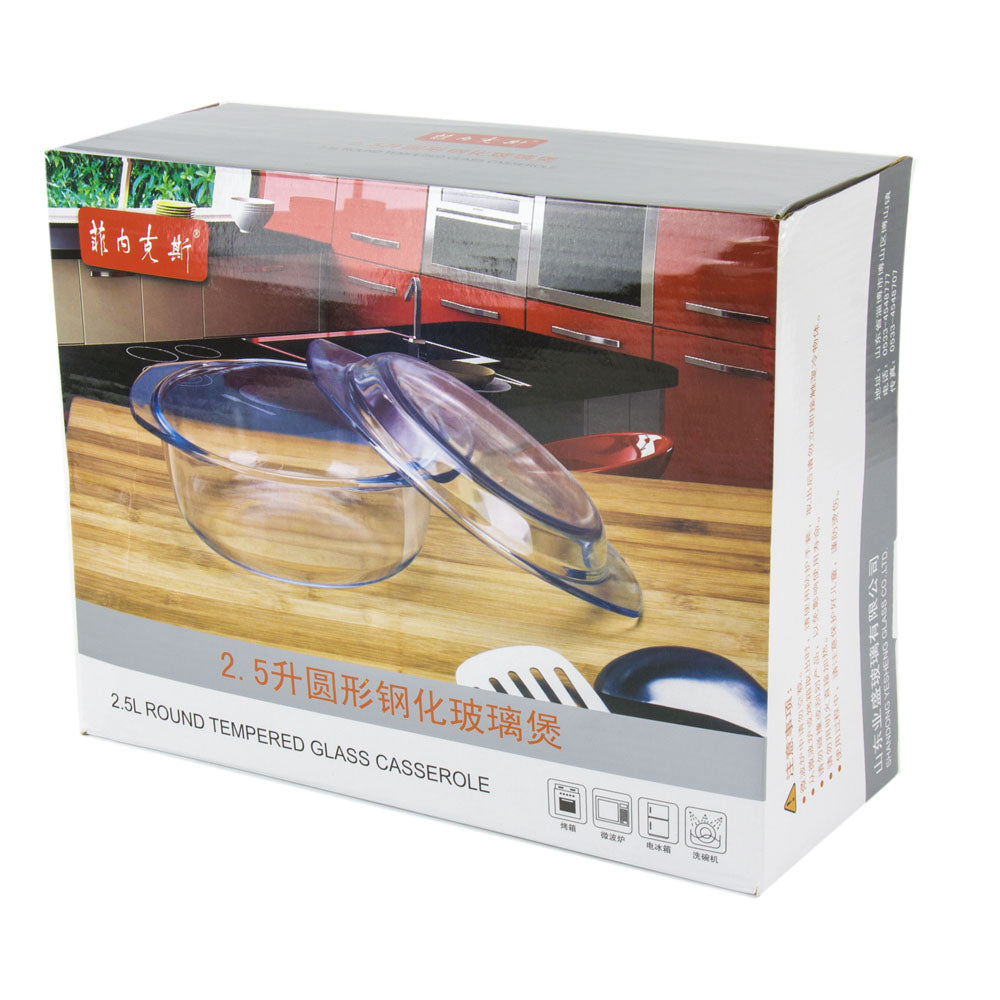 Durane 25L Round Tempered Glass Casserole with Lid