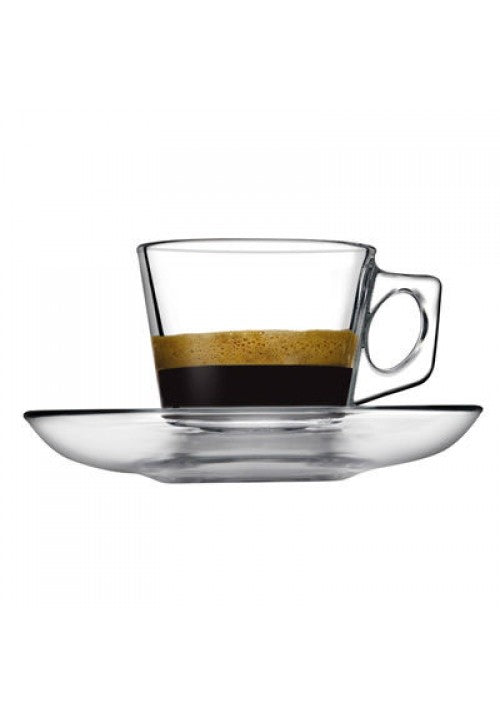 Elevate Your Espresso Experience with PB Vela Glass Espresso Cups Saucers Set of 12