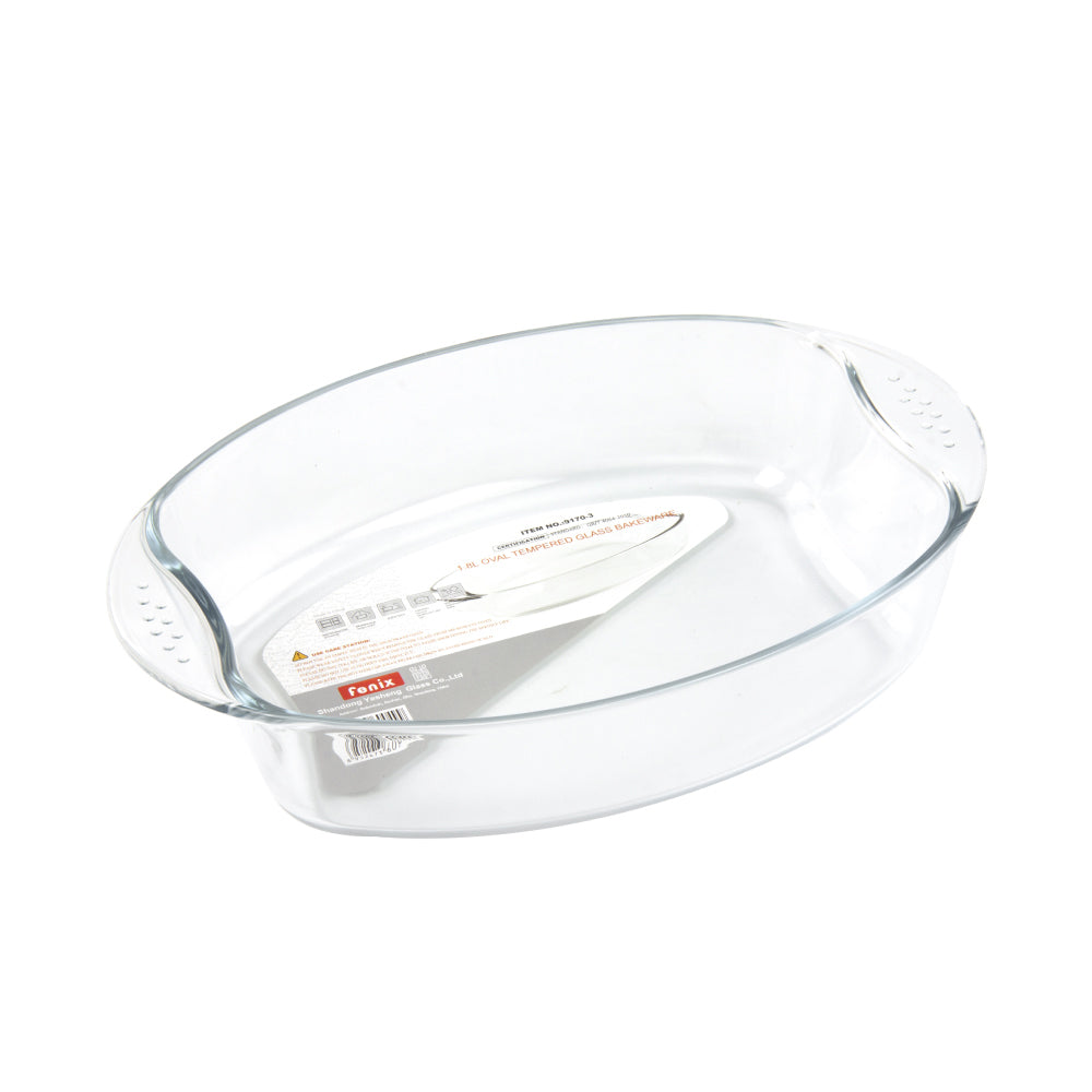 Durable Oval Tempered Glass Baking Dish 32 x 26cm