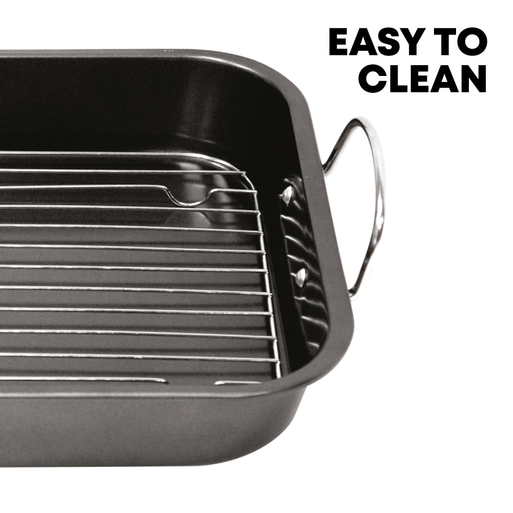 SQ Professional Non Stick Roasting Tray with Rack 35L Capacity