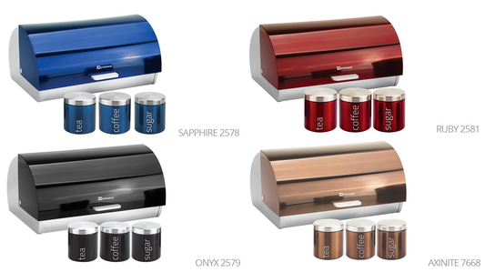 Elegant Functional Metal Bread Bin with Canisters Set
