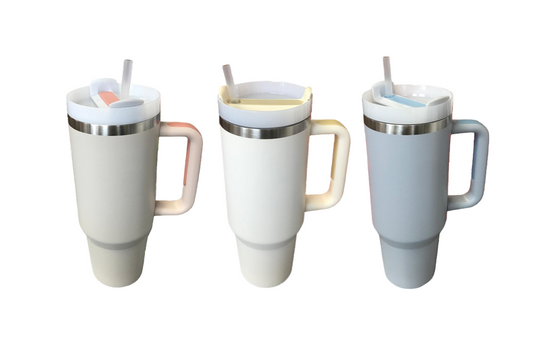 40oz Stainless Steel Travel Tumbler with Handle and Straw