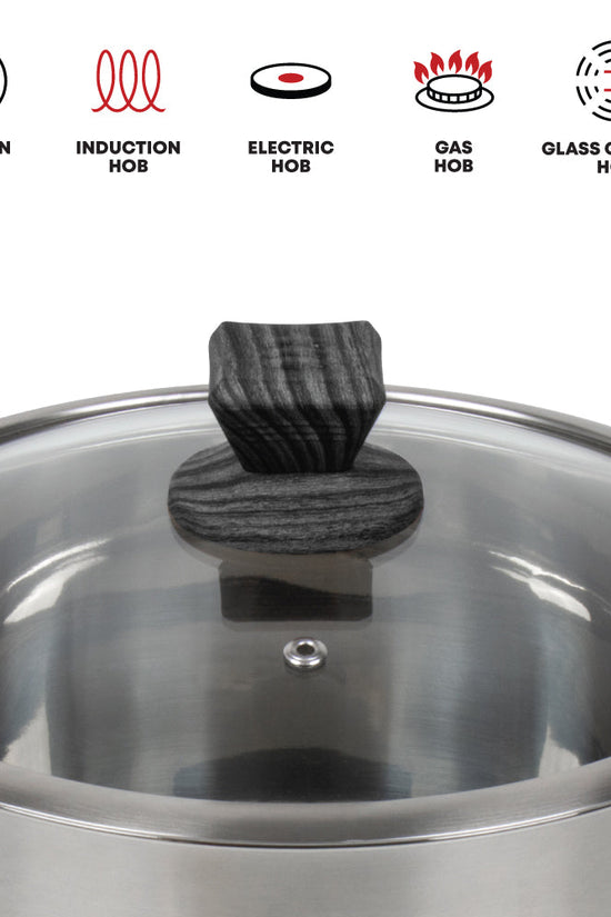 SQ Professional Lustro Touch Stainless Steel Cookware Set of 6 Black