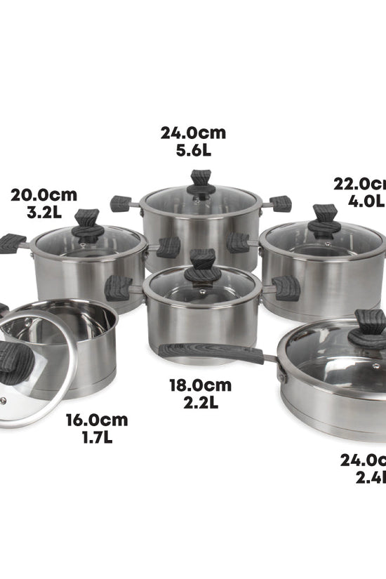 SQ Professional Lustro Touch Stainless Steel Cookware Set of 6 Black