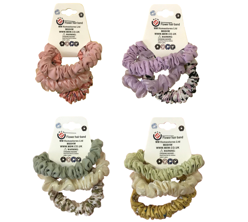 Hair Bobble Elastic Tie Pack Assorted Colours Pack of 3