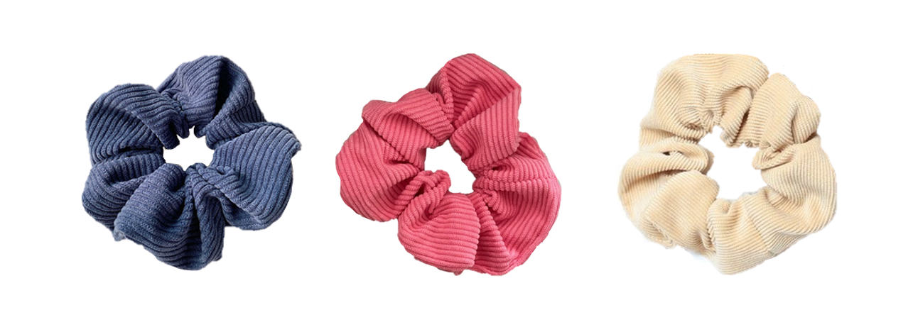 Corduroy Hair Scrunchie Set Assorted Colors 10 cm