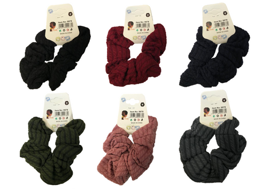 Striped Pattern Hair Bobble Elastic Scrunchie Assorted Colours