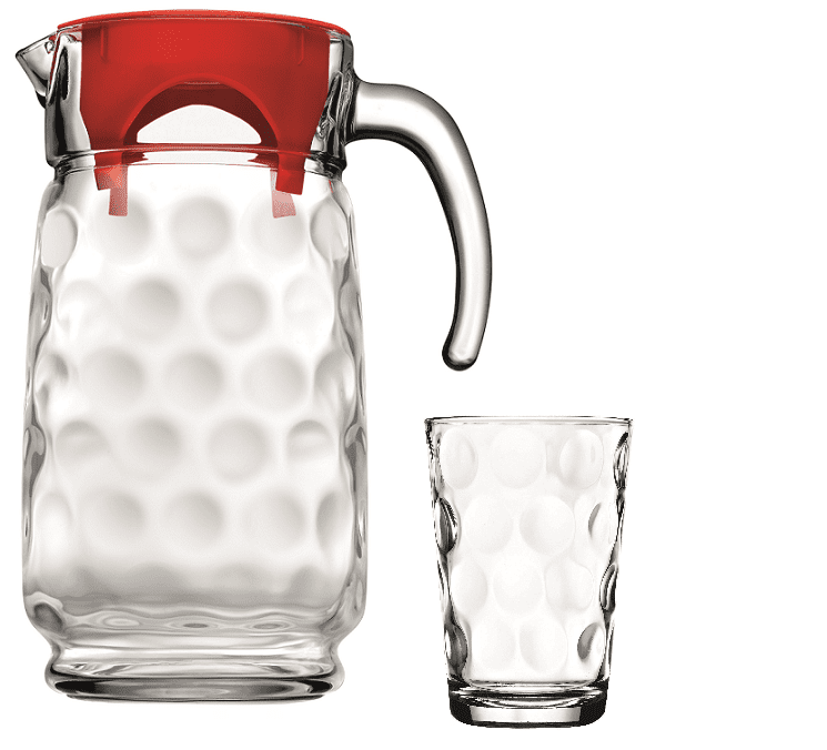 Elegant 7Piece Clear Glass Beverage Set with Jug Lid