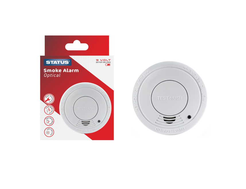 Status Home Photoelectric Smoke Alarm 9V Reliable Fire Safety Protection