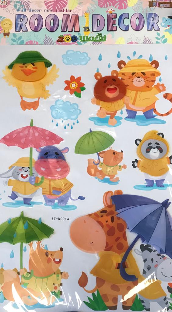 Animal Designs 3D Effect Wall Stickers Room Decor 60 x 35 cm
