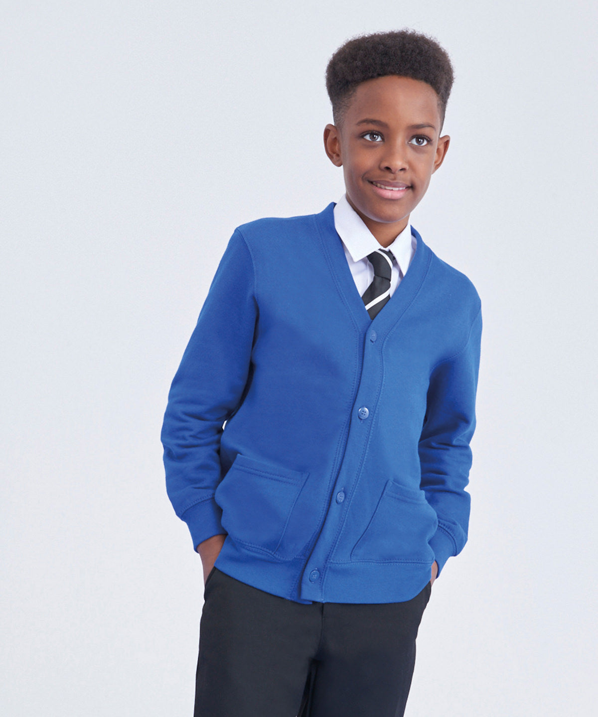 Kids Academy Cardigan Soft Cotton Button Fastening Patch Pockets