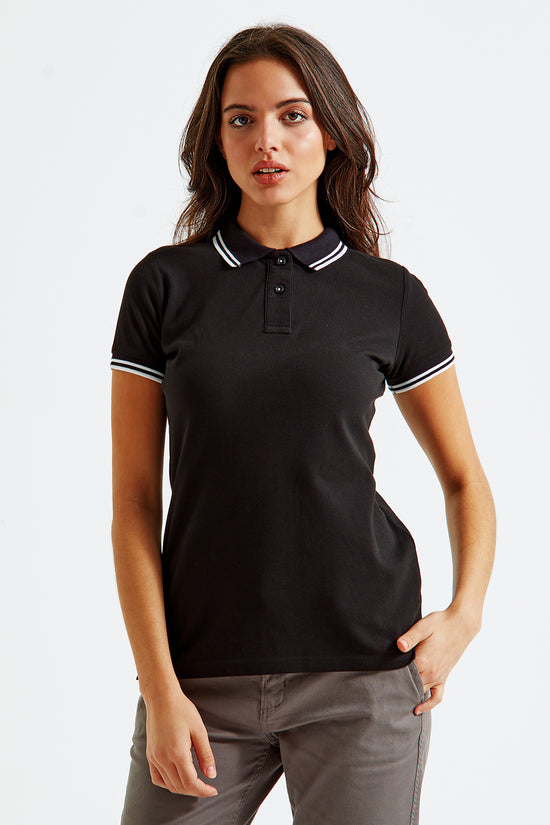 Womens Classic Fit Tipped Polo Shirt with TwinTipped Collar and Sleeves