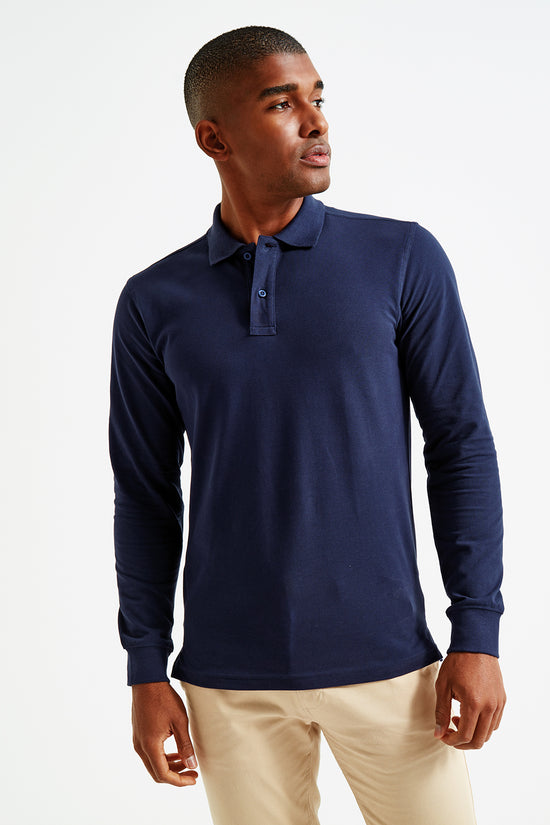 Mens Classic Fit Long Sleeve Polo Shirt