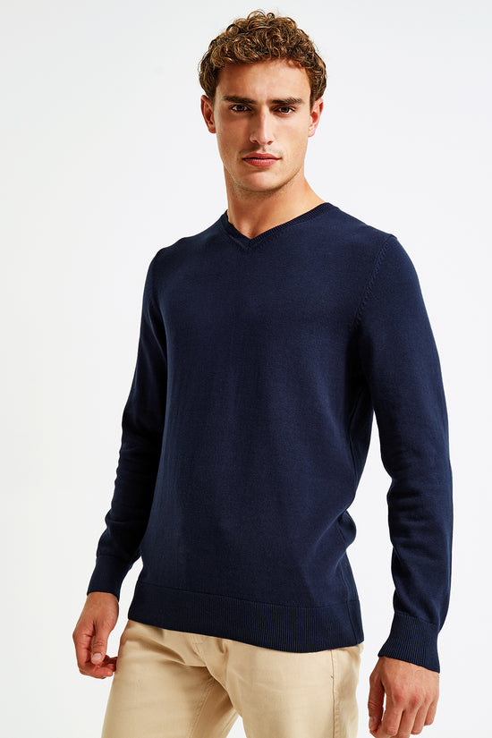 Classic VNeck Sweater for Men Cotton Blend Knit Jumper