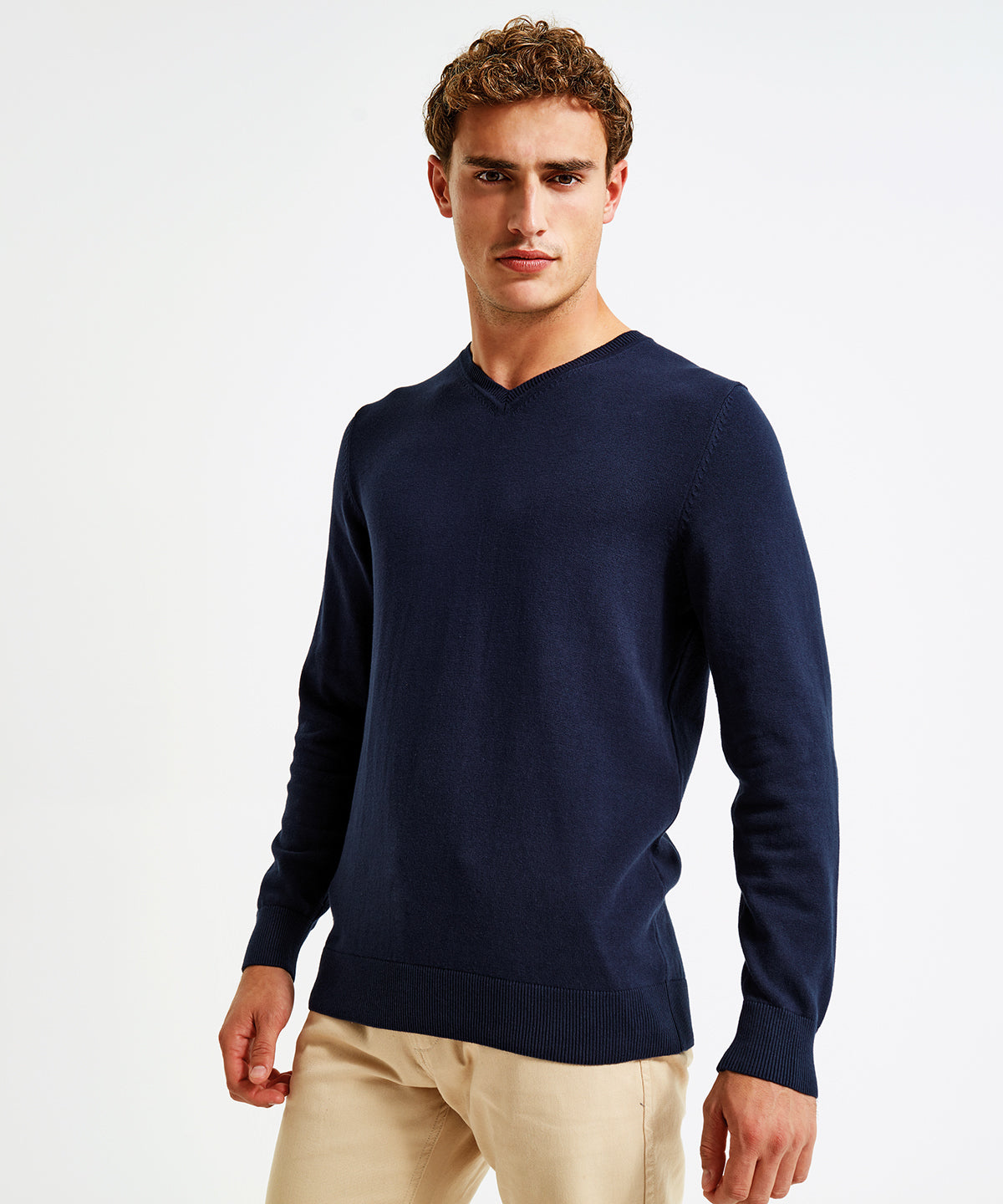 Classic VNeck Sweater for Men Cotton Blend Knit Jumper
