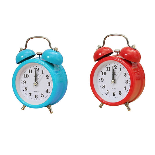 Vintage Round Bedroom Alarm Clock with Bell Retro Design 8 cm