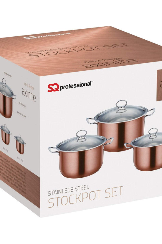 SQ Professional Stainless Steel Gems Range Axinite 3 Piece Stock Pot Set