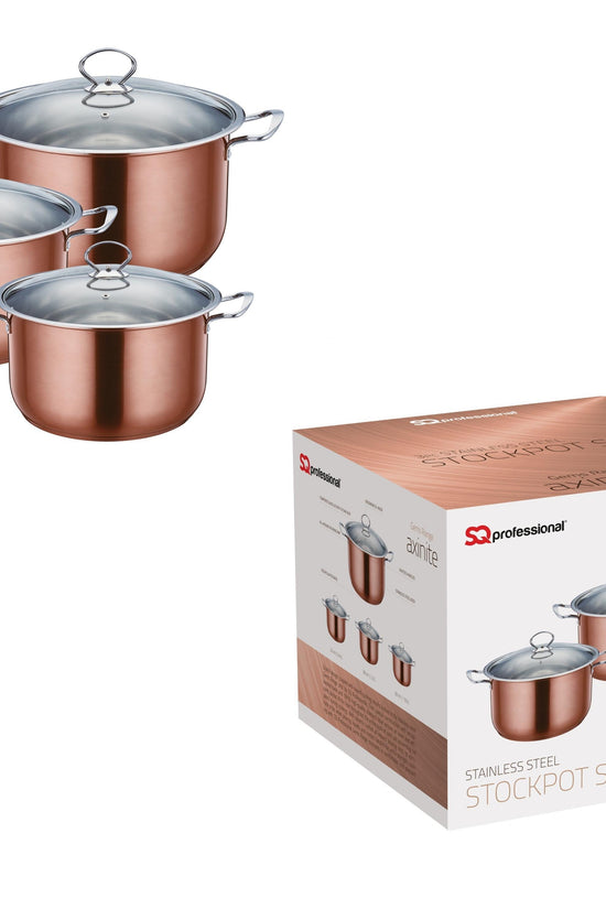 SQ Professional Stainless Steel Gems Range Axinite 3 Piece Stock Pot Set