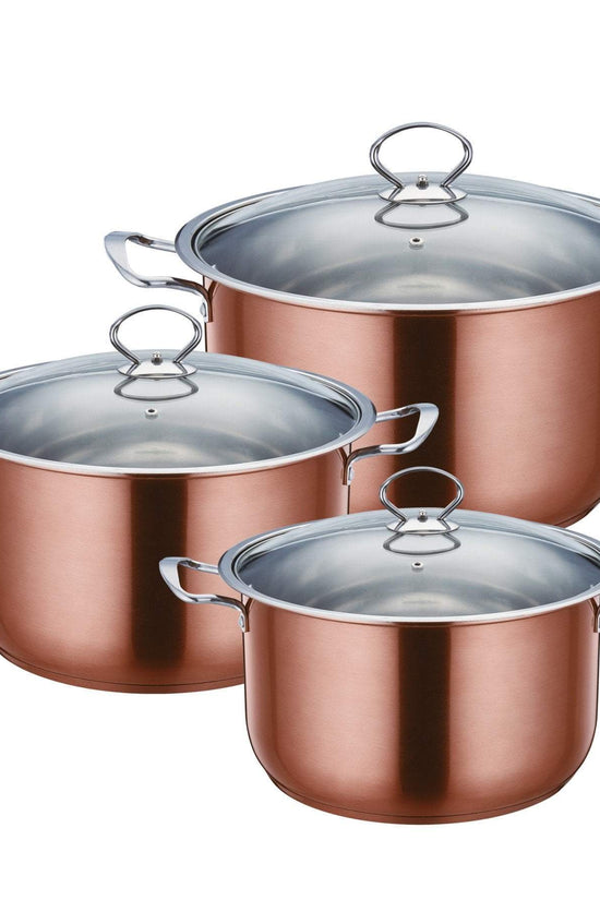 SQ Professional Stainless Steel Gems Range Axinite 3 Piece Stock Pot Set