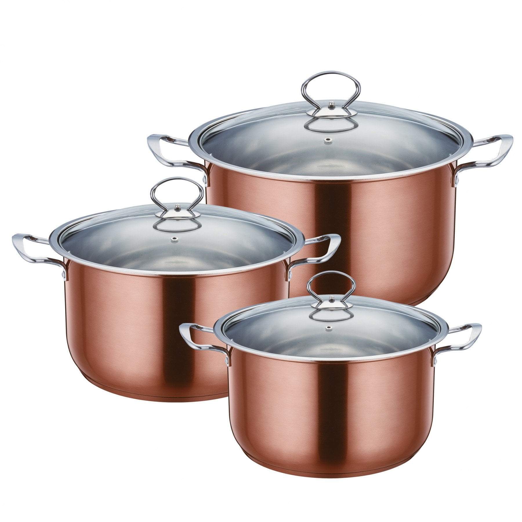 SQ Professional Stainless Steel Gems Range Axinite 3 Piece Stock Pot Set