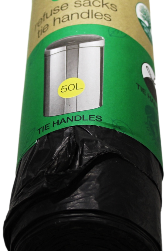 Durable 50L Refuse Sacks Bin Bags with Tie Handles Pack of 30