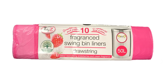 Strawberry Cream Fragranced Drawstring Bin Liners Pack of 10