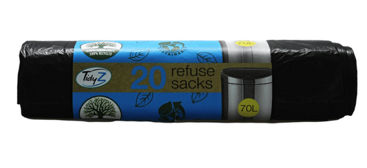 Durable 70 Litre Refuse Sacks Bin Bags Roll of 20