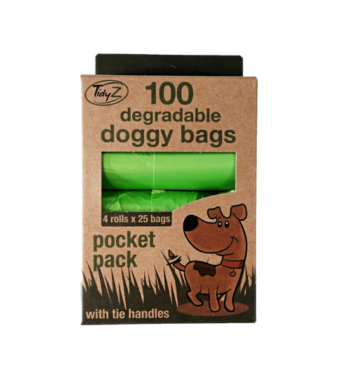 Biodegradable Doggy Poop Bags with Tie Handles Pack of 100