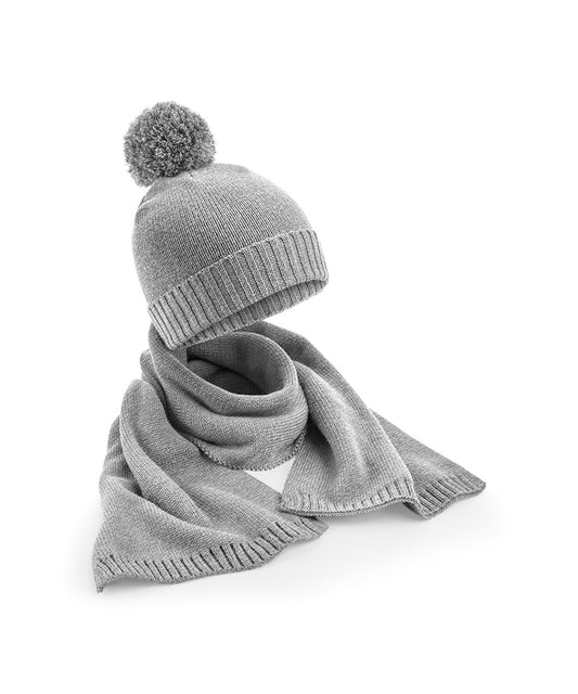 Luxury Knitted Beanie and Scarf Gift Set for Winter