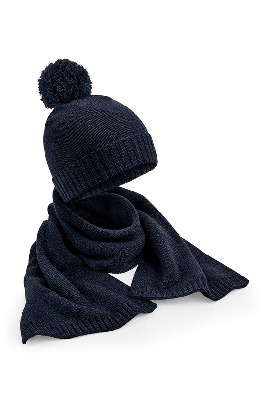 Luxury Knitted Beanie and Scarf Gift Set for Winter