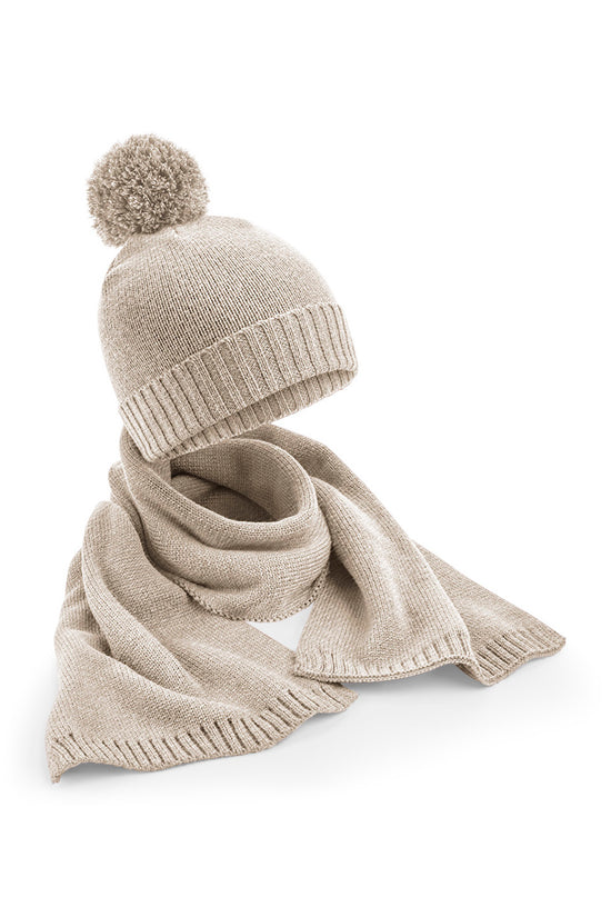 Luxury Knitted Beanie and Scarf Gift Set for Winter