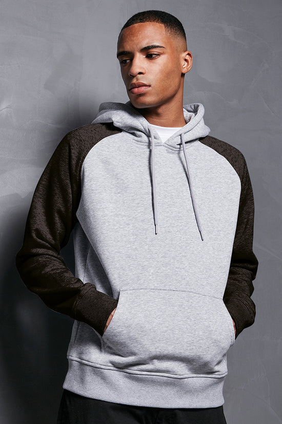 Mens Raglan Hoodie with Contrasting Sleeves