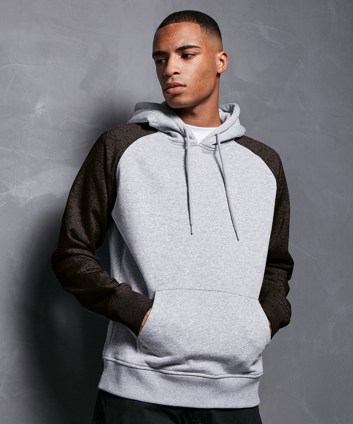 Mens Raglan Hoodie with Contrasting Sleeves