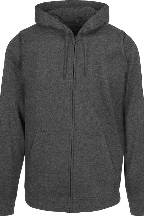 Mens Plus Size Basic Zip Hoodie with Kangaroo Pocket