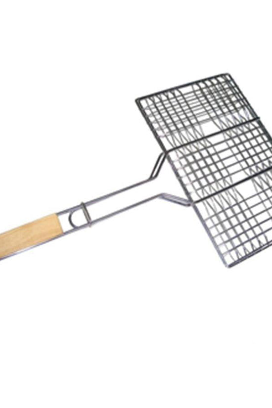 Premium Metal BBQ Basket Grill with Wooden Handle 30 x 40 cm
